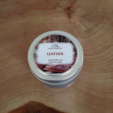 Leather Soy Travel Tin by Style Candles