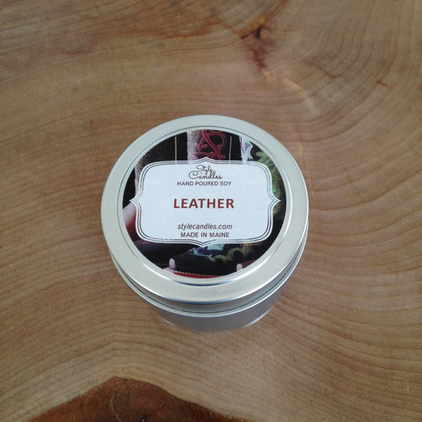 Leather Soy Travel Tin by Style Candles